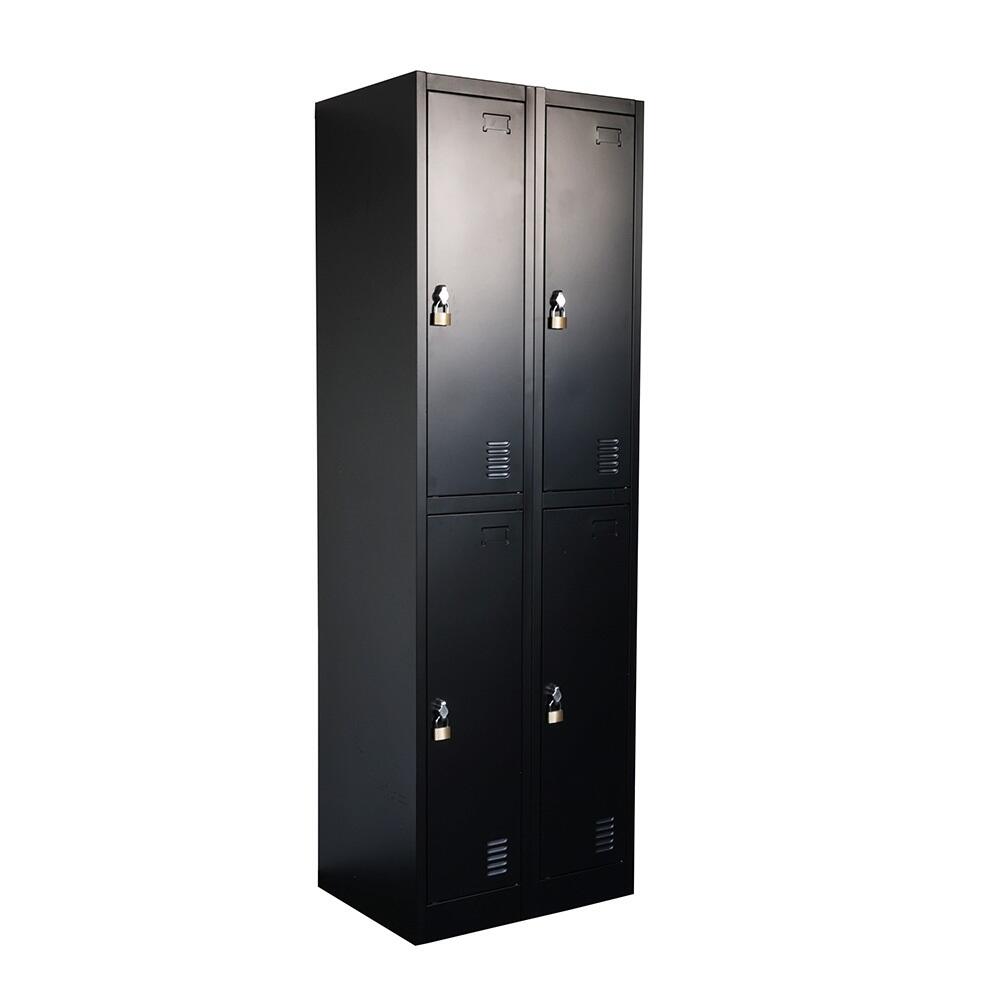 Armoire de rangement métallique IVOL noire - 60 x 185 x 45 cm - 4 portes 3/7