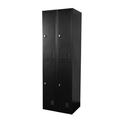 IVOL Metall-Spindschrank, schwarz – 60 x 185 x 45 cm – 4 Türen