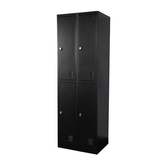 IVOL Metall-Spindschrank, schwarz – 60 x 185 x 45 cm – 4 Türen