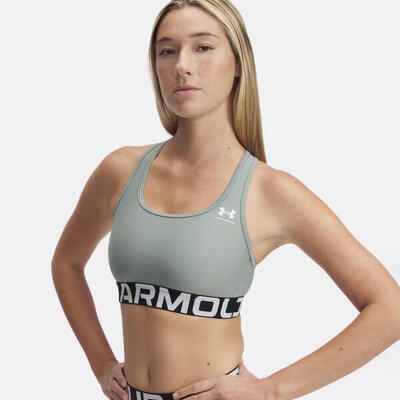 Reggiseno Sportivo Heatgear® Under Armour Mid Branded Da Donna - Verde Silice