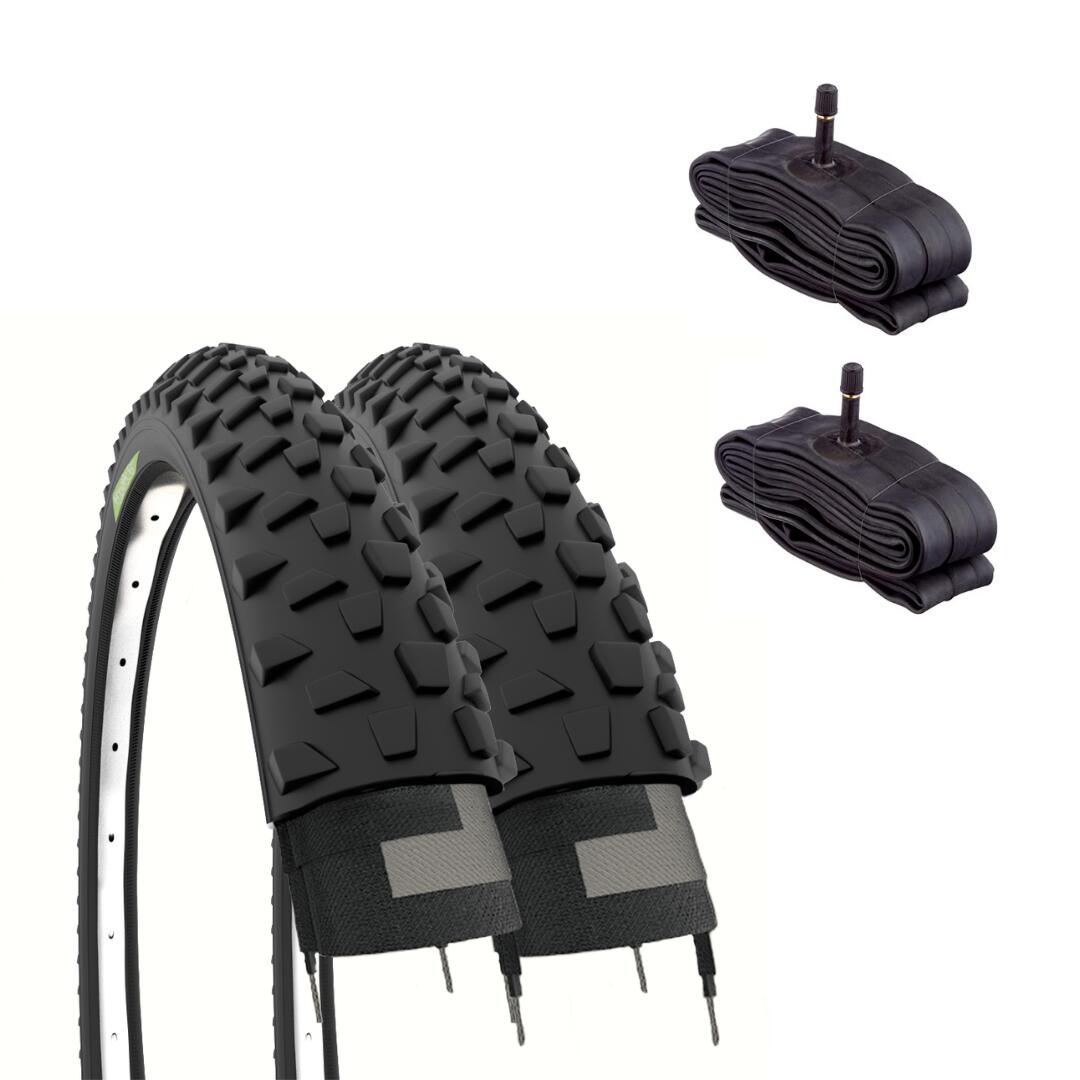 ECOVELO 2 copertoni 26x2.10 (54-559)+camere, pneumatici gomme mtb 26 x 2.10 neri 26'' EV