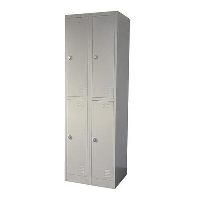 Spindschrank aus Metall, Grau – 60 x 185 x 45 cm – 4 Türen