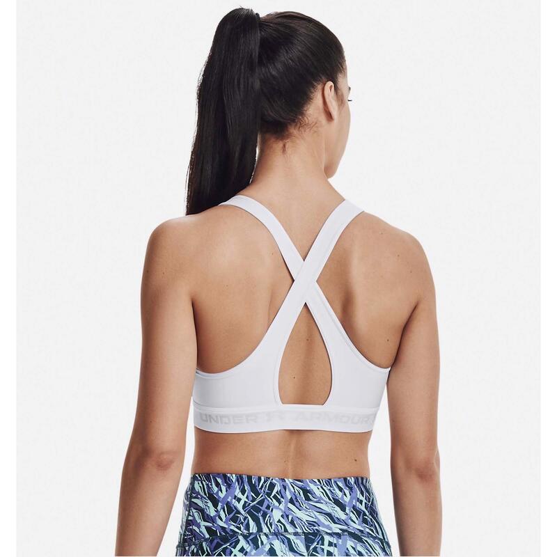 Top Under Armor Ua Crossback Mid Bra Alb Femeie