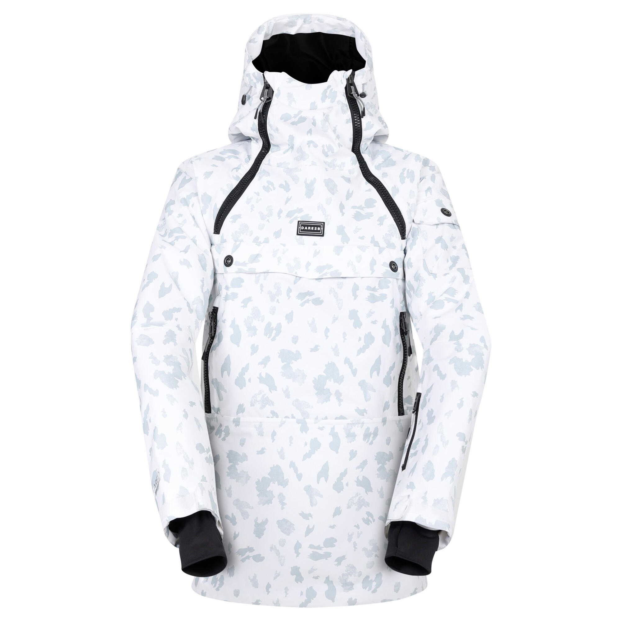 DARE 2B Womens/Ladies Slide Out Dash Print Overhead Ski Jacket (Blanc De Blanc)