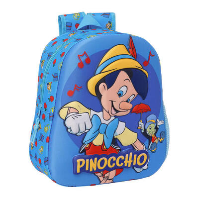 Zaino per Bambini 3D Clásicos Disney Pinochio Azzurro