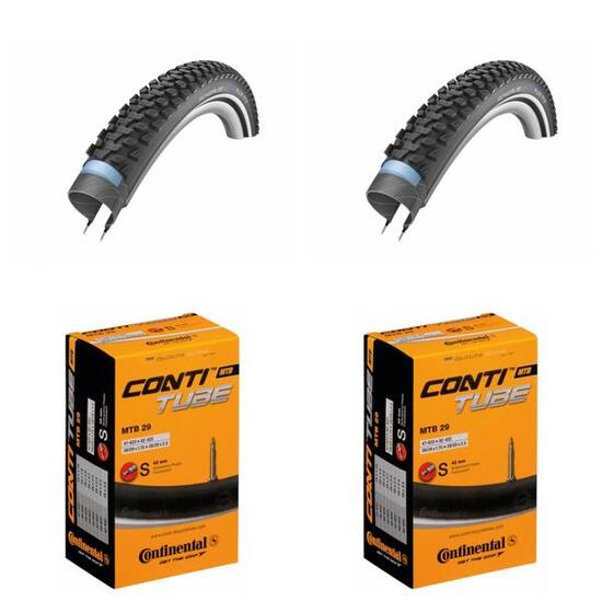 Schwalbe Marathon Plus MTB 29x2.10 Drahtreifen + Conti Schlauch 28/29, SmartG...