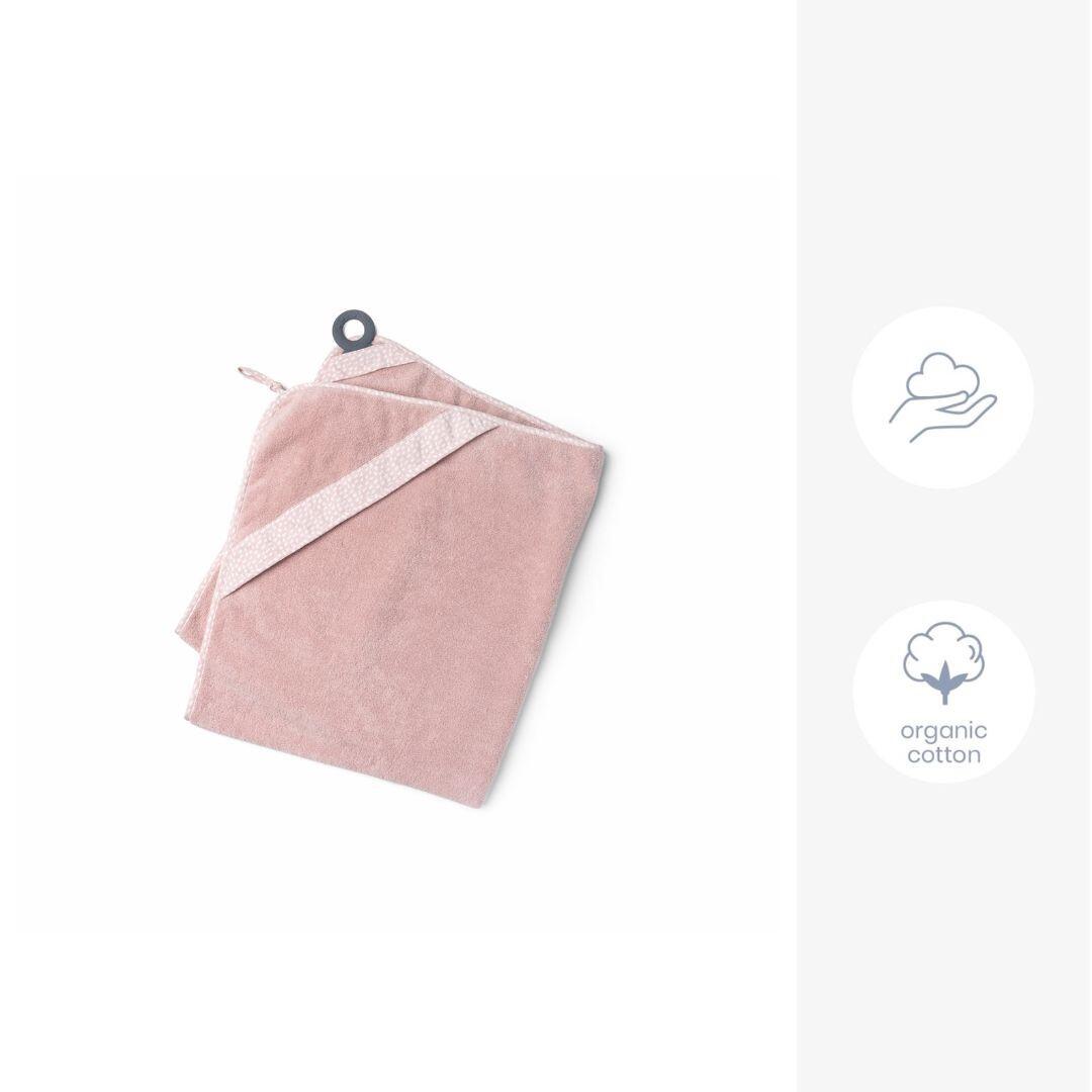 Cape serviette de Bain bébé coton biologique  OekoTex Dry'n Play - Rose 5/5