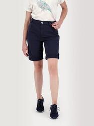 Bermuda ceinture semi-élastiquée avec passants Femme - SANTAMID Navy