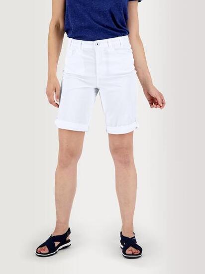 Bermuda femme SANTAMID - ceinture semi-élastiquée avec passants, blanc