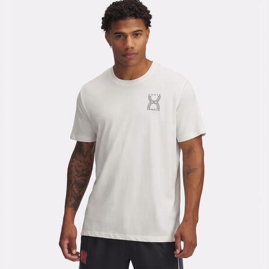 T-shirt blanc quartz à manches courtes UA Run 96 pour homme