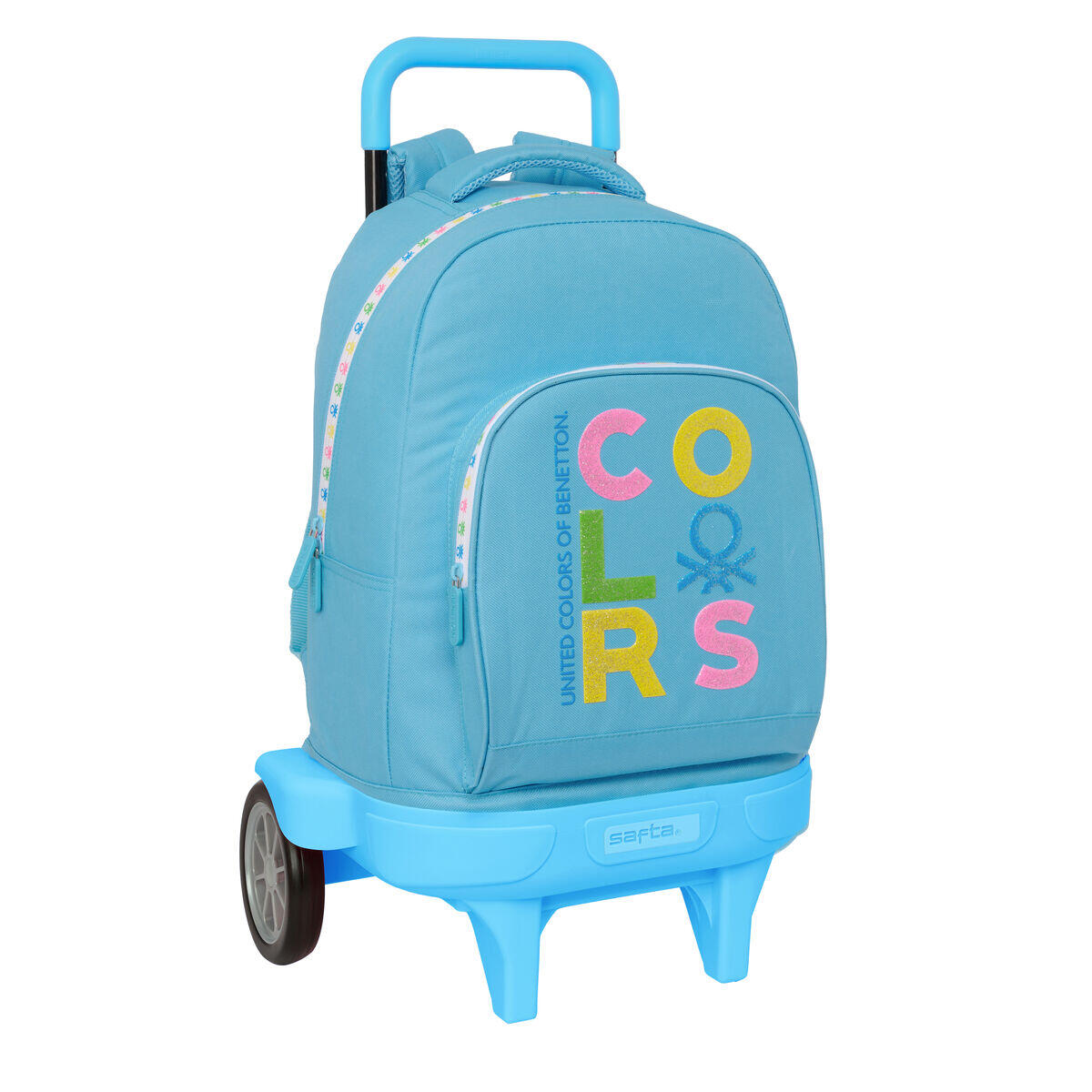 BENETTON Mochila Escolar con Ruedas Benetton Spring Azul cielo