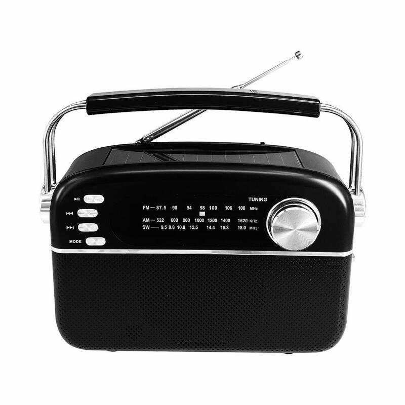 Radio kempingowe przenośne FM/AW/SW z panelem solarnym i baterią