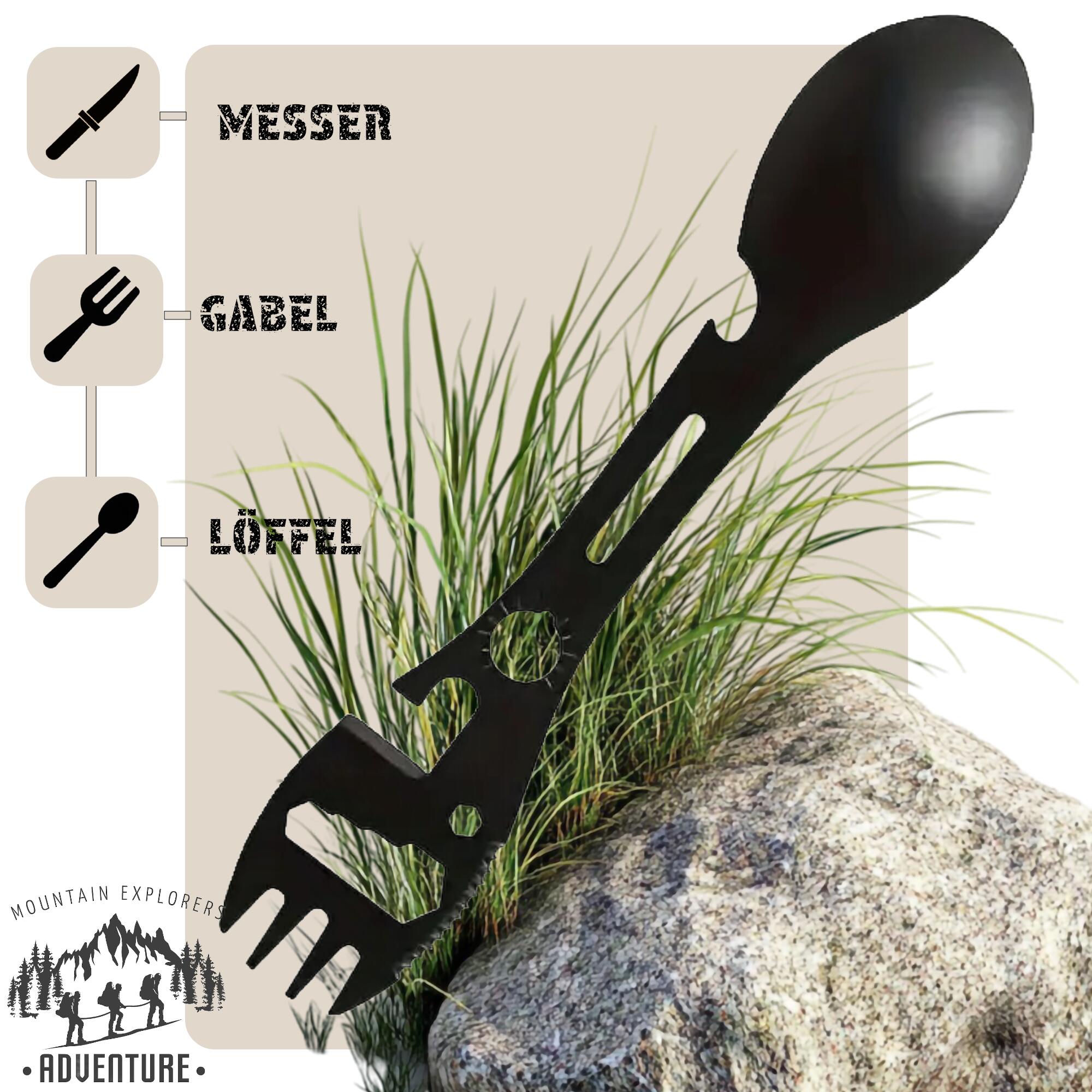 Camping Besteck für Trekking Festival Ultraleicht Messer Gabel Löffel 2/7