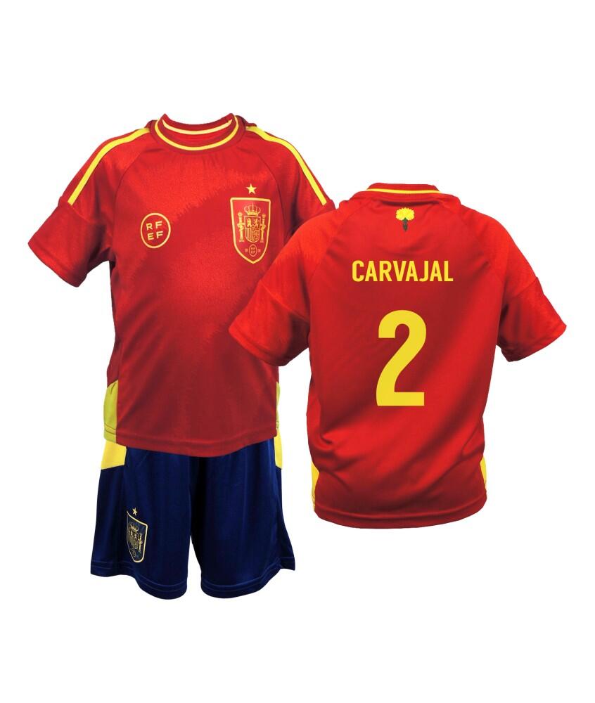 SPAIN Camiseta Niño Fútbol España Eurocopa Equipación Réplica Oficial Carvajal