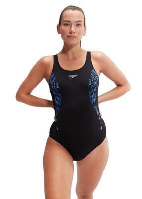 Speedo placement muscleback badpak - zwart / blauw - maat 30