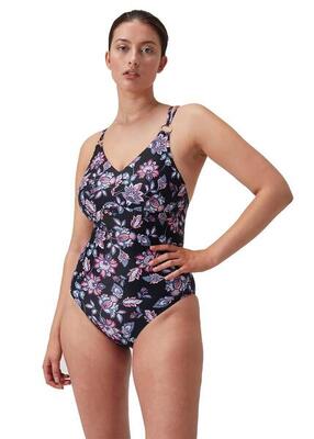 Speedo dames shaping printed strap badpak zwart/paars - maat 32