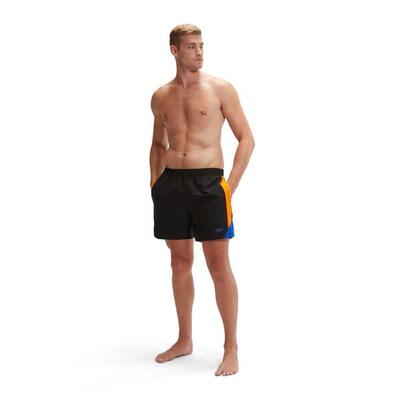 Speedo HyperBoom Splice 16" Badeshorts - Schwarz / Mandarin / Kobalt - Größe XL