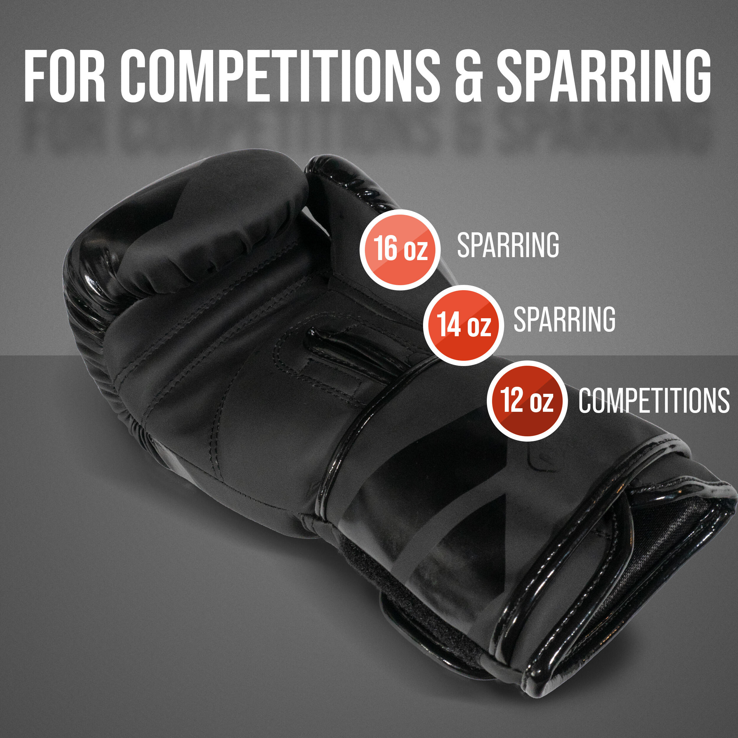 Gants de boxe Champion Punch - Noir Mat - 16oz 2/7