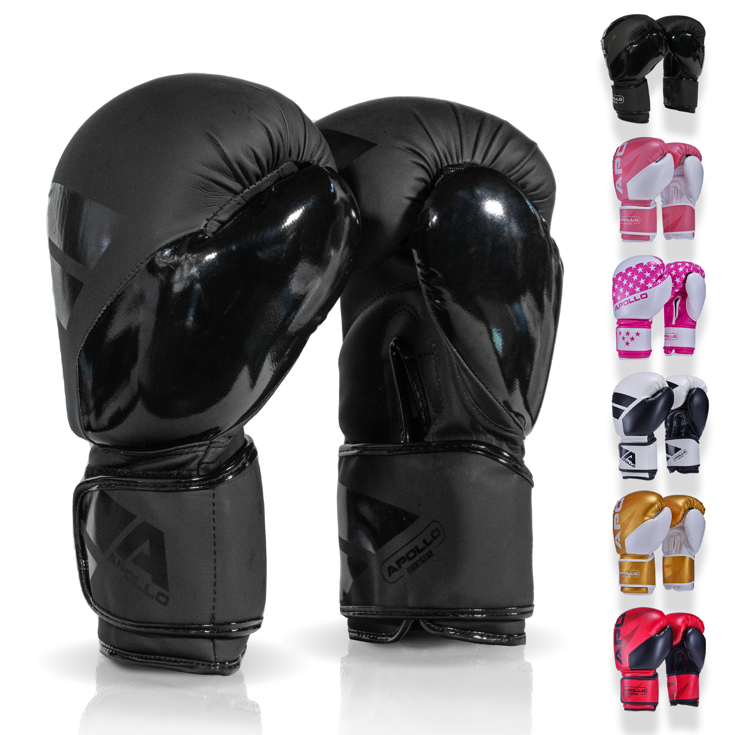 APOLLO Bokshandschoenen Champion Punch - Mat Zwart - 16oz