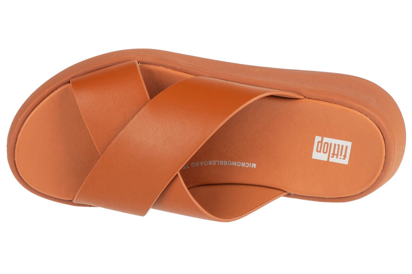 FITFLOP FitFlop F-Mode Leather Flatform Cross Slides  LICHTBRUIN 38 3/7
