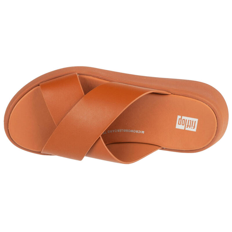 FITFLOP FitFlop F-Mode Leather Flatform Cross Slides  LICHTBRUIN 39