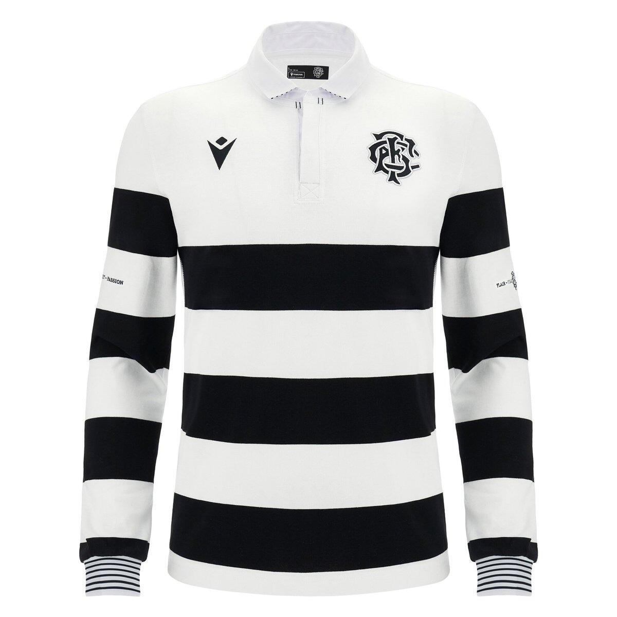 MACRON Barbarians FC 23/24 Mens Home Cotton Long Sleeve Rugby Shirt