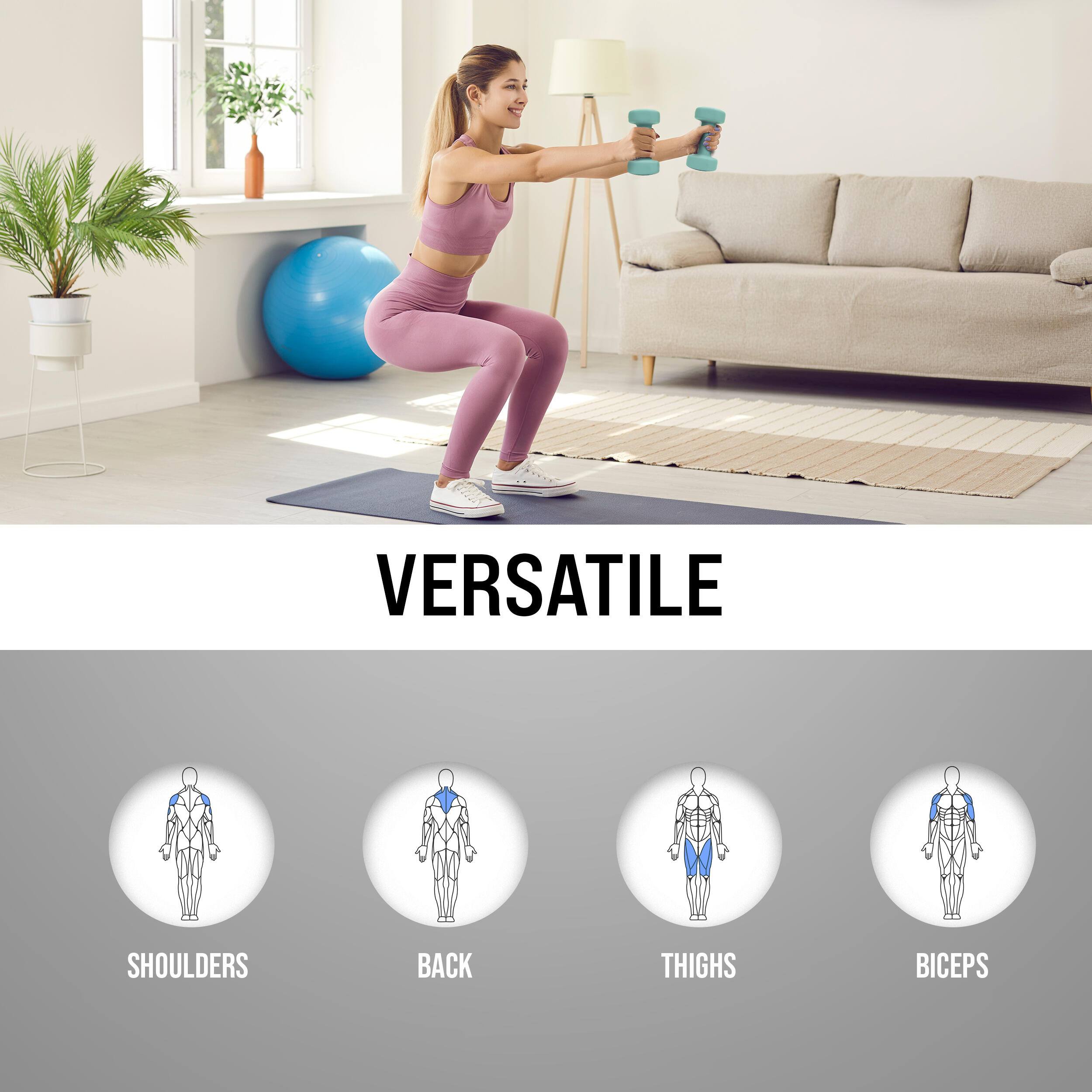 Korte Halterset 2 x 4 kg voor Krachttraining, Mint 5/7
