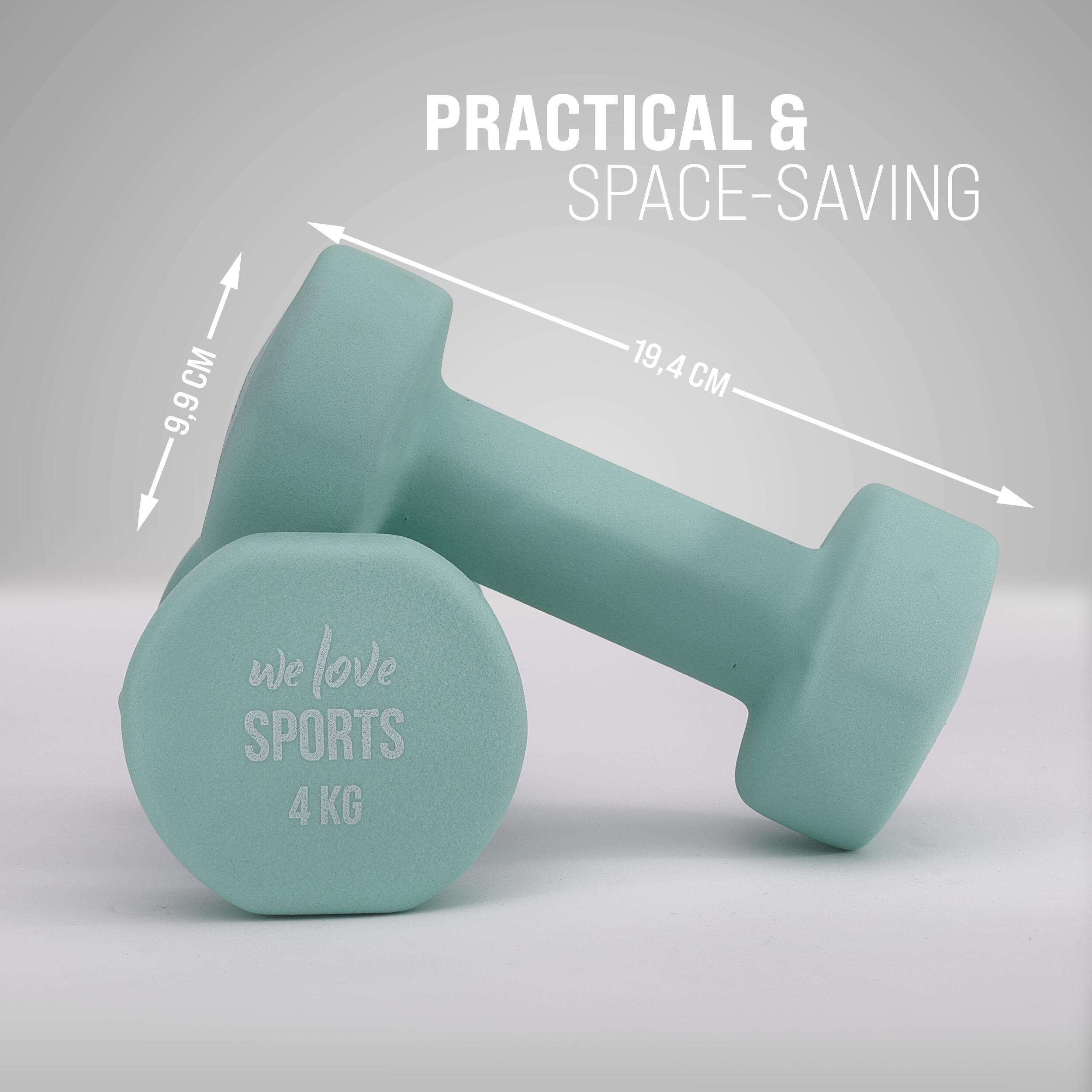 Korte Halterset 2 x 4 kg voor Krachttraining, Mint 2/7