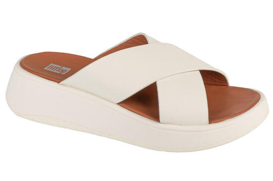 FITFLOP FitFlop F-Mode Leather Flatform Cross Slides CREAM 37