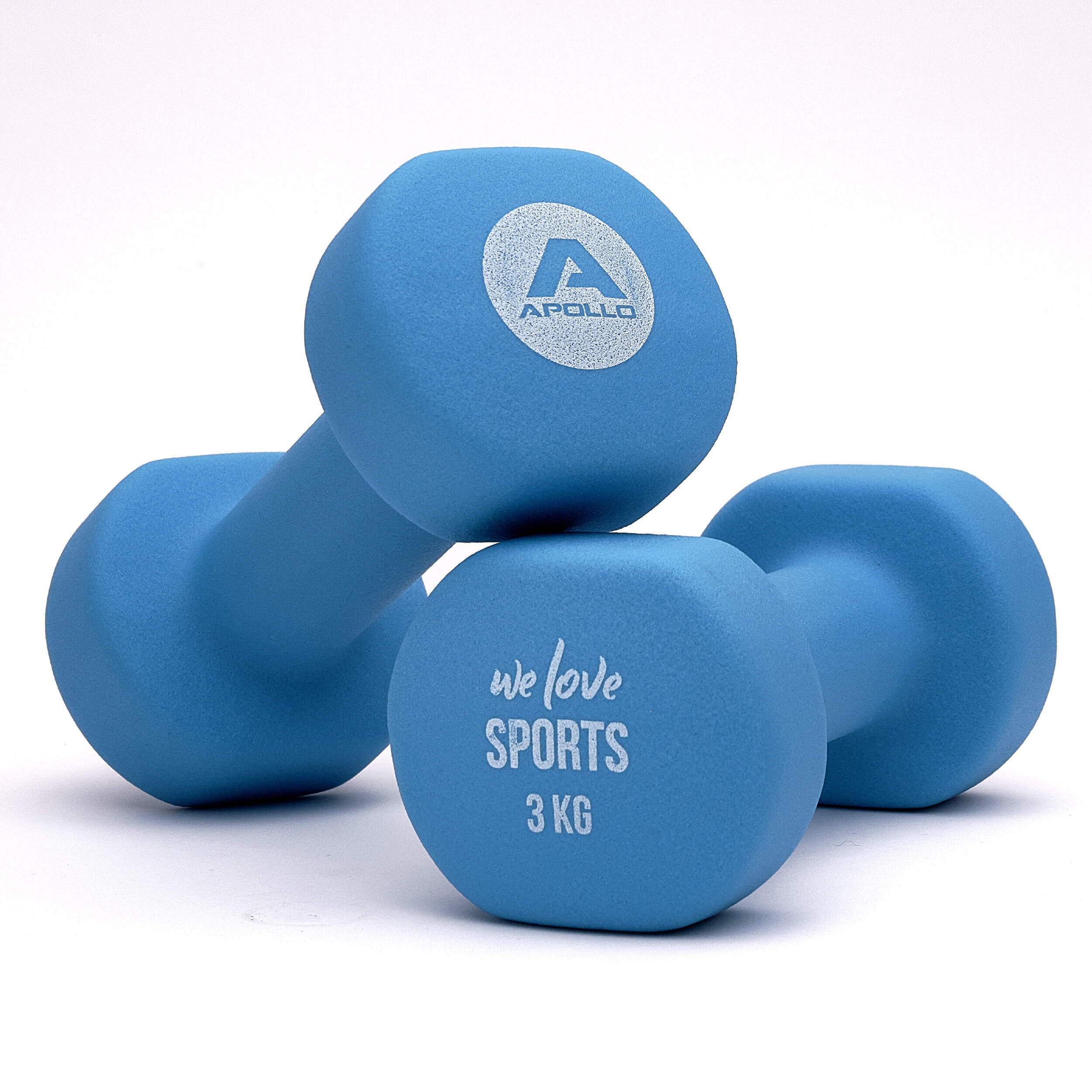 APOLLO Juego de Mancuernas 2 x 3 kg para Entrenamiento de Fuerza, Azul