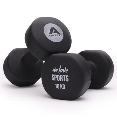 Korte halterset 2 x 10 kg voor krachttraining. zwart