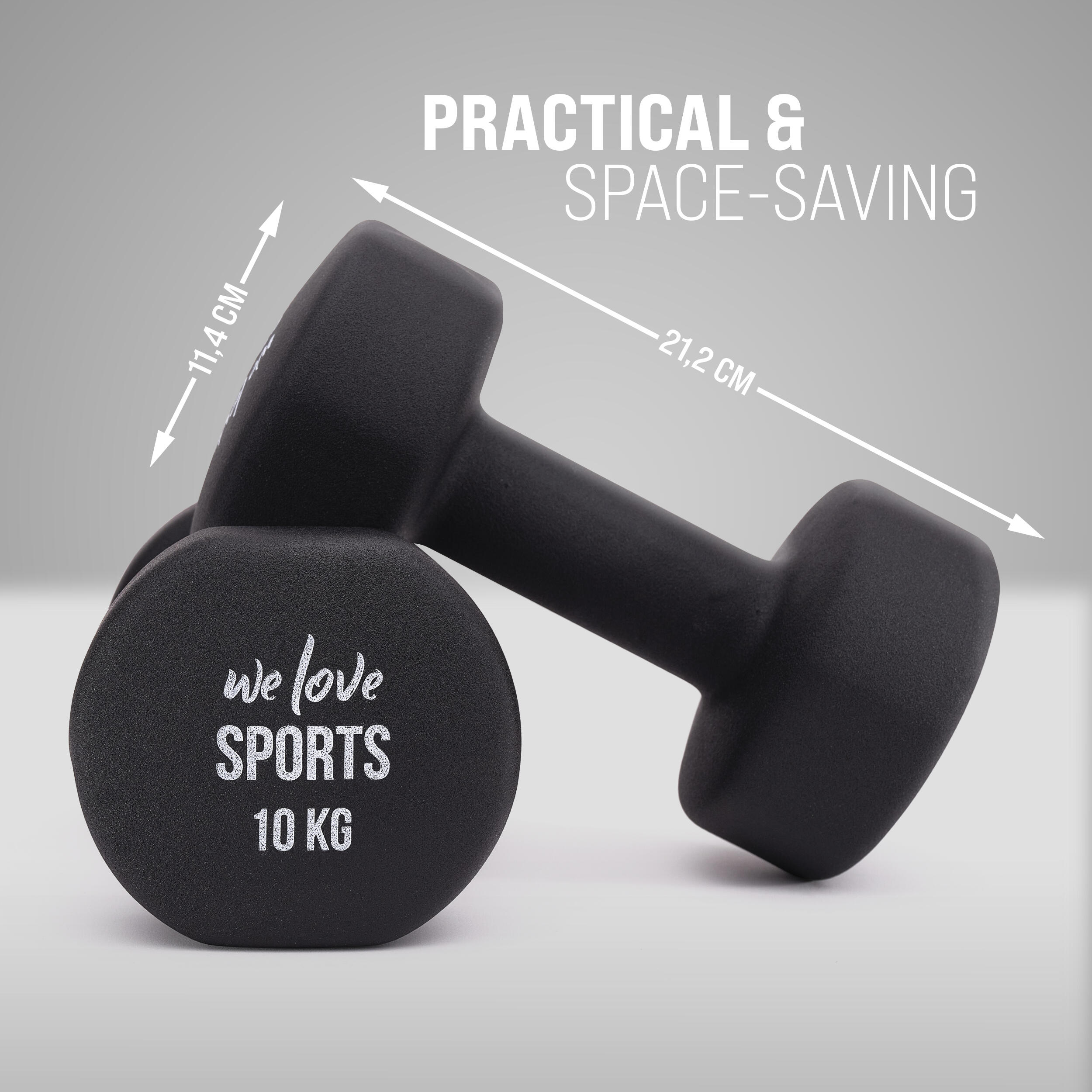 Juego de Mancuernas 2 x 10 kg para Entrenamiento de Fuerza, Negro 2/7