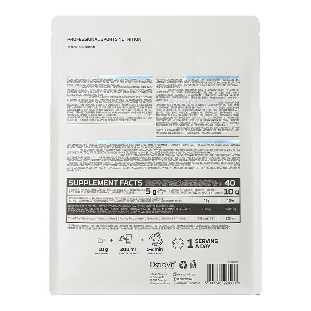 Proteína - Fitness - Unissexo - Colagénio + Vitamina C OstroVit 400g Natural 3/3