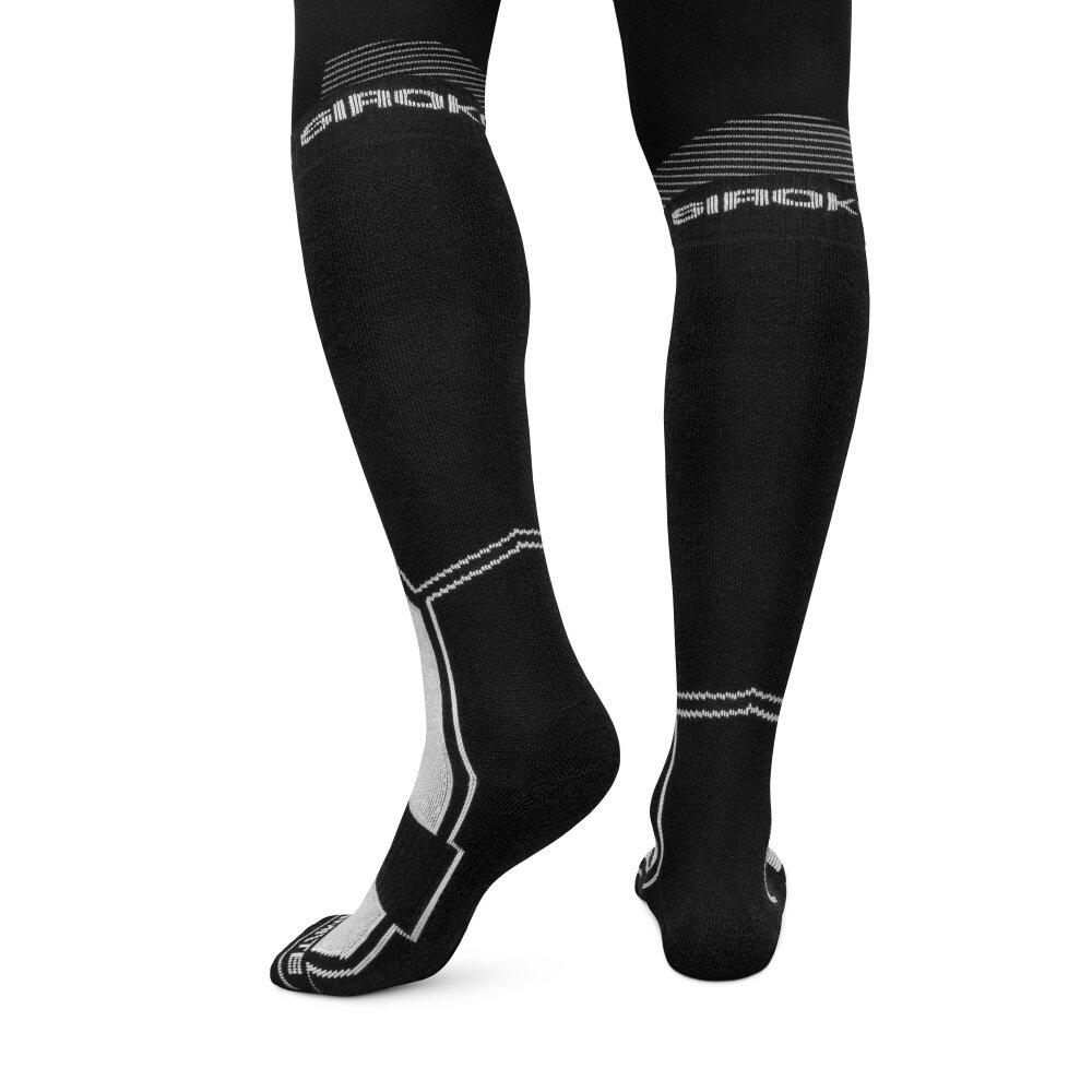 Chaussettes snowboard laine Sports d'hiver Homme et Femme SRX FEND B&W Noir 2/6