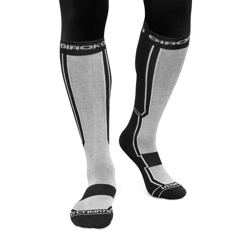 Skarpety snowboardowe z wełny Sporty zimowe Siroko Ultimate FEND B&W