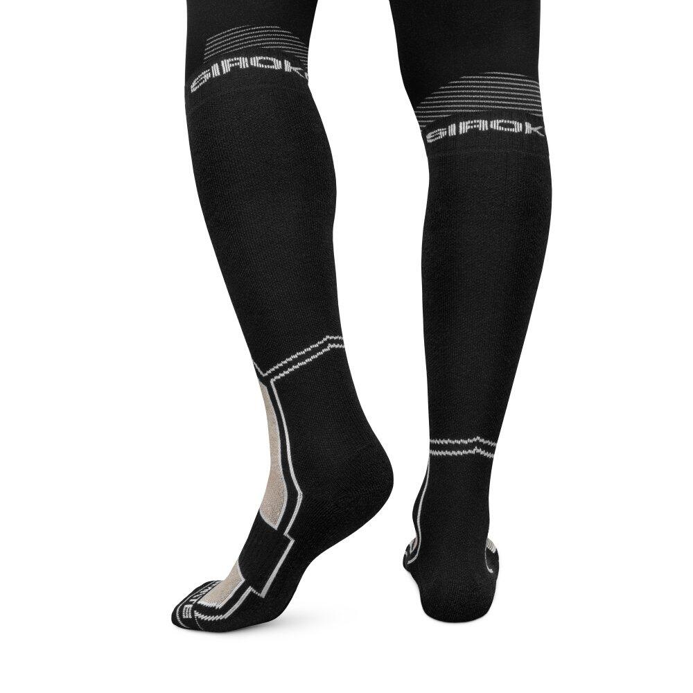Chaussettes snowboard laine Sports d'hiver Homme et Femme SRX FEND Sand Noir 2/6