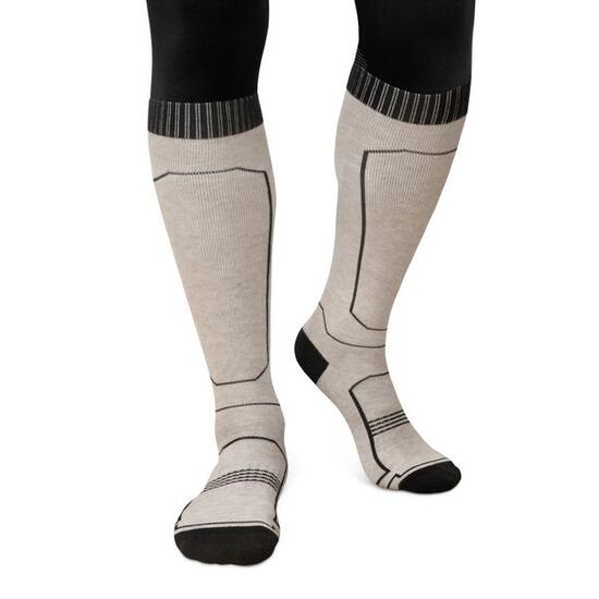 Men & Women Winter sports Wool ski socks SRX GLIDE Sand Beige