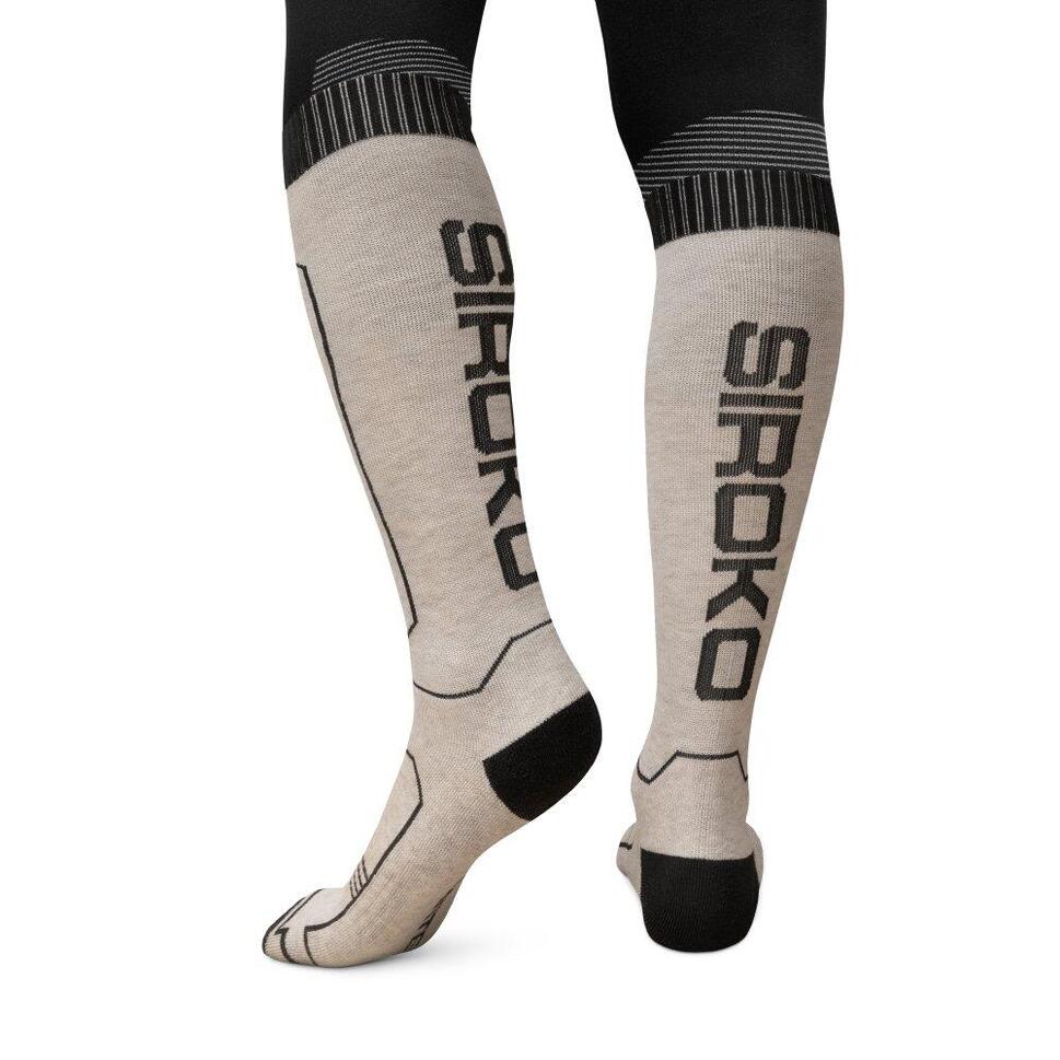 Skarpety narciarskie z wełny Sporty zimowe Siroko Ultimate GLIDE Sand