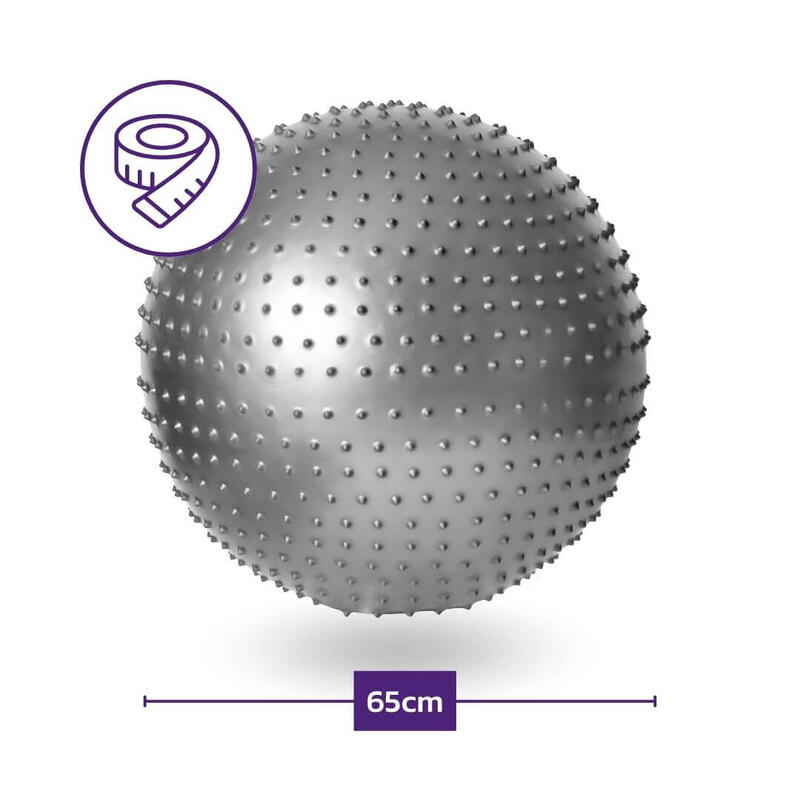 Piłka sensoryczna z wypustkami gym ball do ćwiczeń rehabilitacji + pompka DrFit