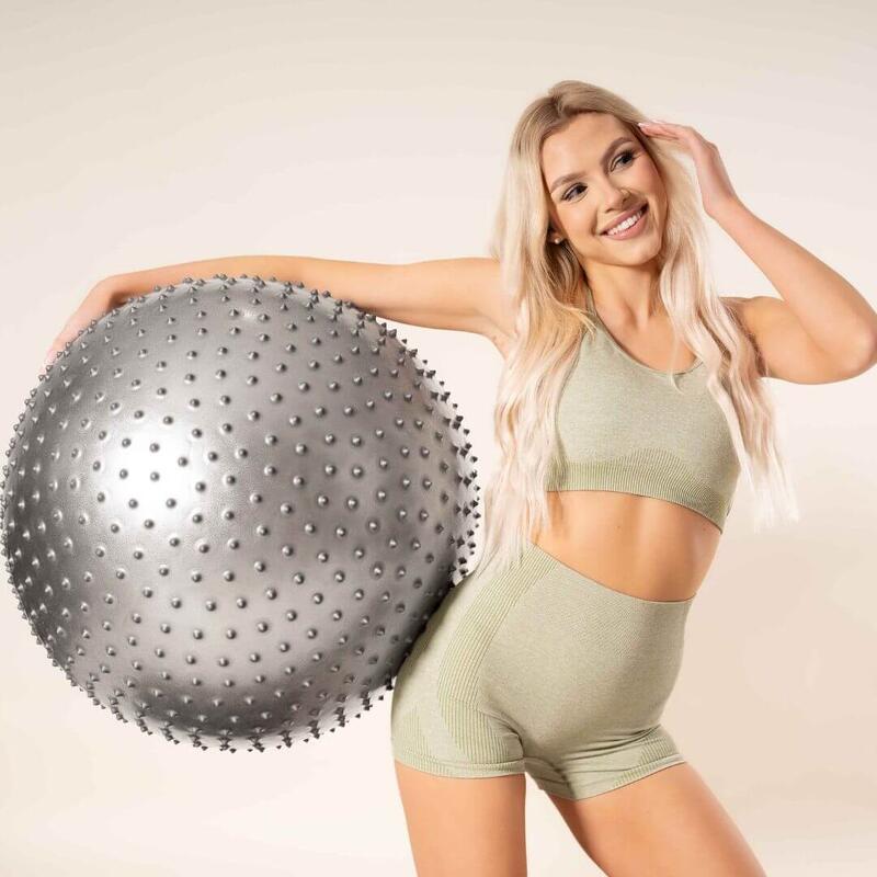 Piłka sensoryczna z wypustkami gym ball do ćwiczeń rehabilitacji + pompka DrFit