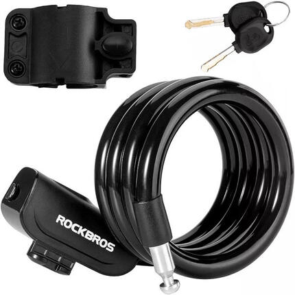 Zapięcie rowerowe linka na kluczyk Rockbros 11x1100mm RKS515 + uchwyt