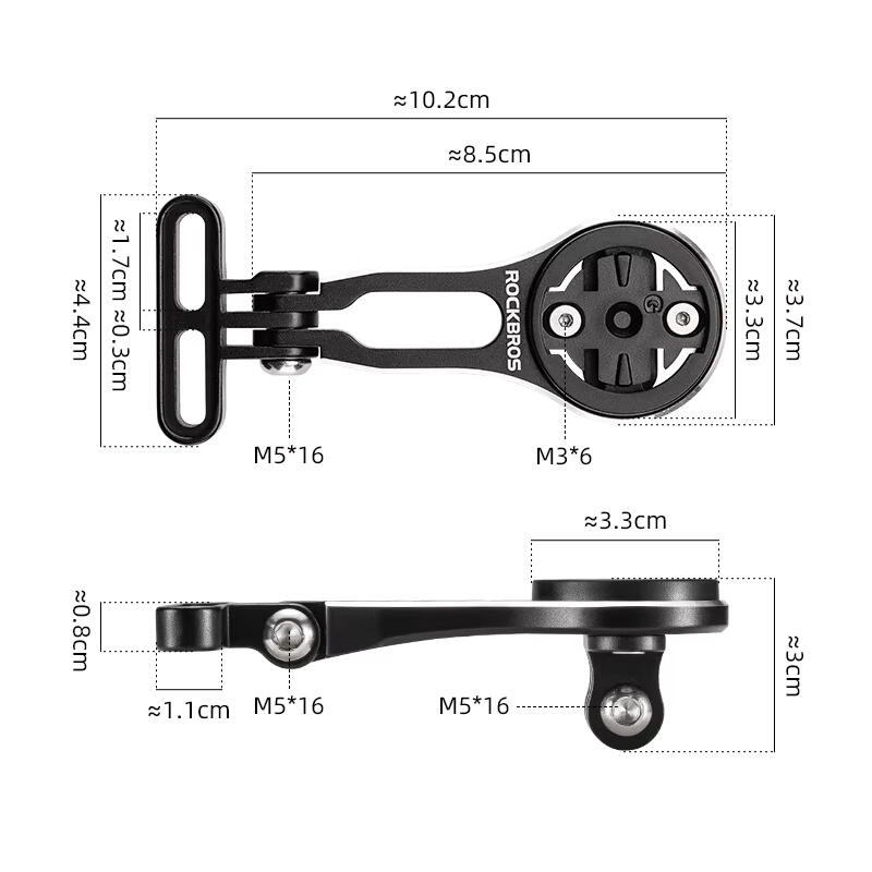 Uchwyt rowerowy na mostek do licznika lampki regulowany Rockbros FK-306 4/7