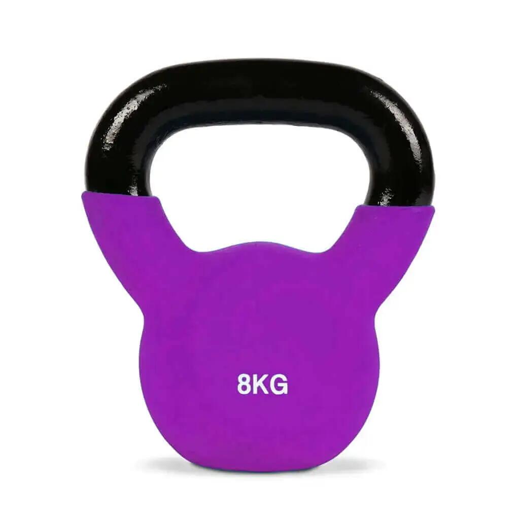 Cast Iron Kettlebell Coated in Purple Neoprene FF