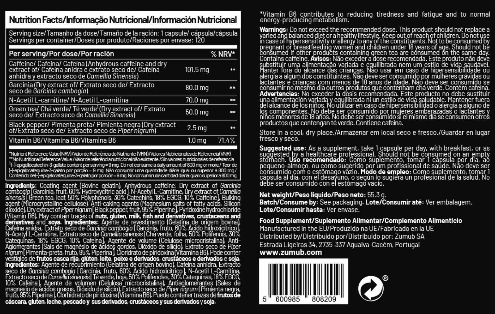 Zumub Fat Burner 120 capsules 2/2