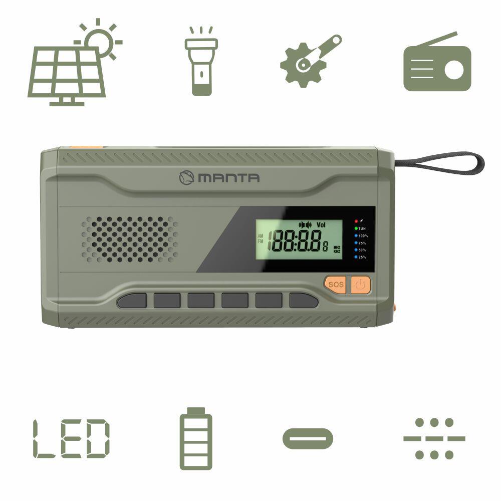 Radio przenośne na korbkę solarne powerbank latarka Manta DYNAMO 2/7
