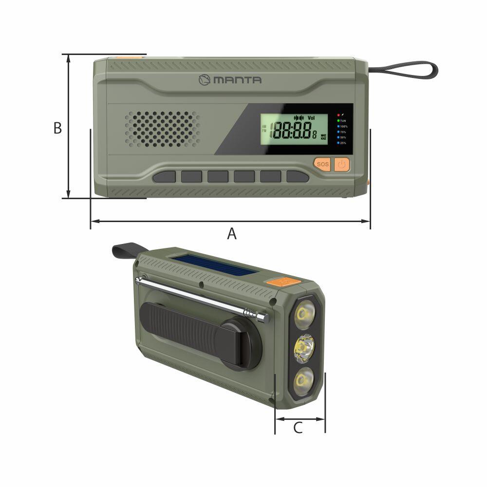 Radio przenośne na korbkę solarne powerbank latarka Manta DYNAMO 6/7