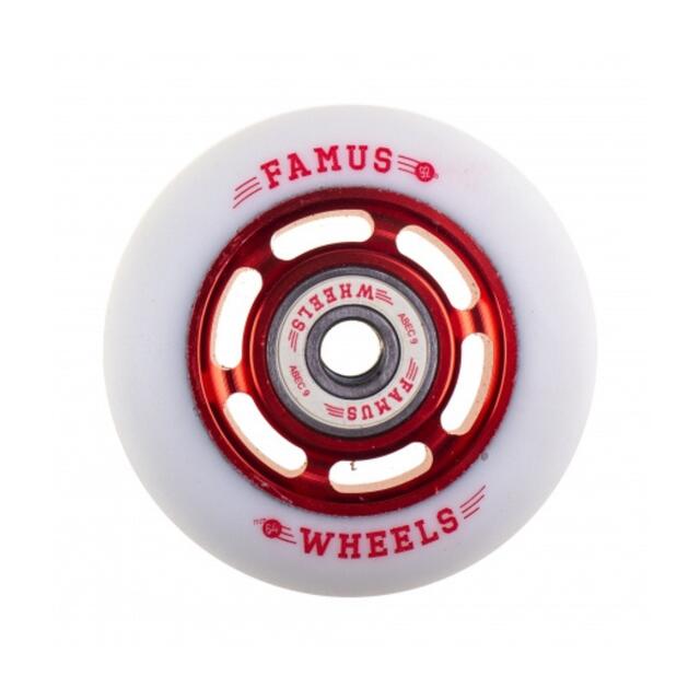 Famus Wheels - Roue De Roller Famus Wheels 64mm/92a + Abec 9 - Roue - Blanc|rouge - Decathlon