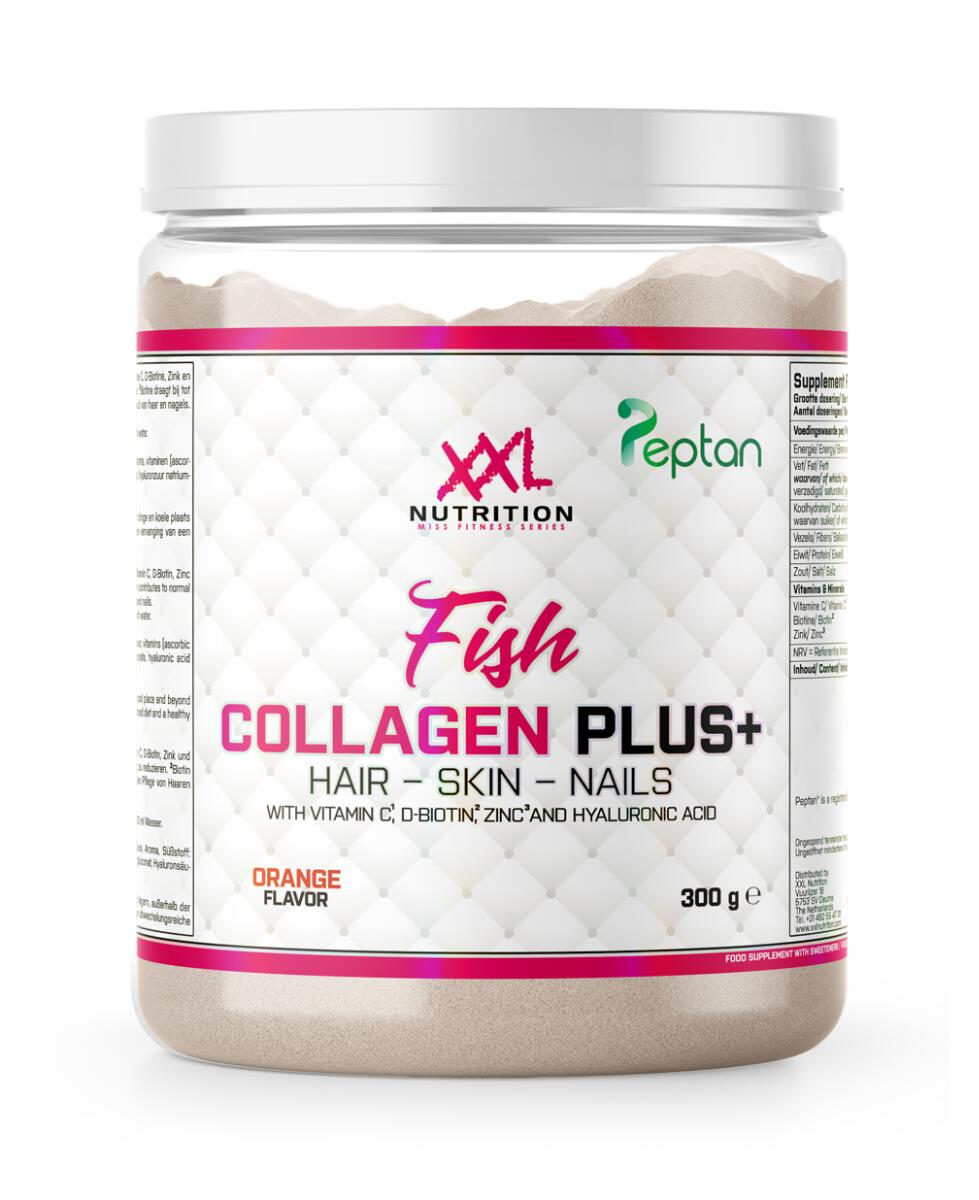 XXL NUTRITION Fish Collagen Plus+ - Viscollageen Poeder - Sinaasappel - 300 gram
