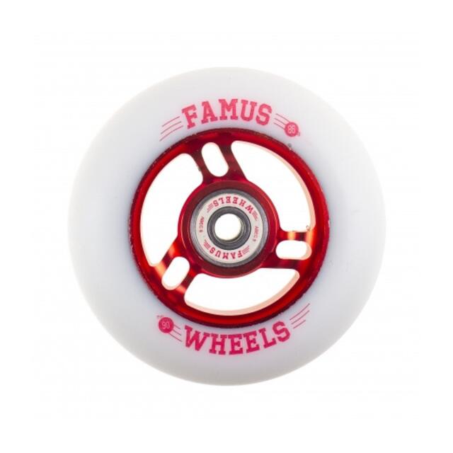 Famus Wheels - Roue De Roller Famus Wheels 90mm/86a + Abec 9 - Roue - Blanc|rouge - 90cm - Decathlon
