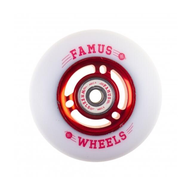 Famus Wheels - Roue De Roller Famus Wheels 80mm/86a + Abec 9 - Roue - Blanc|rouge - 80 Mm - Decathlon